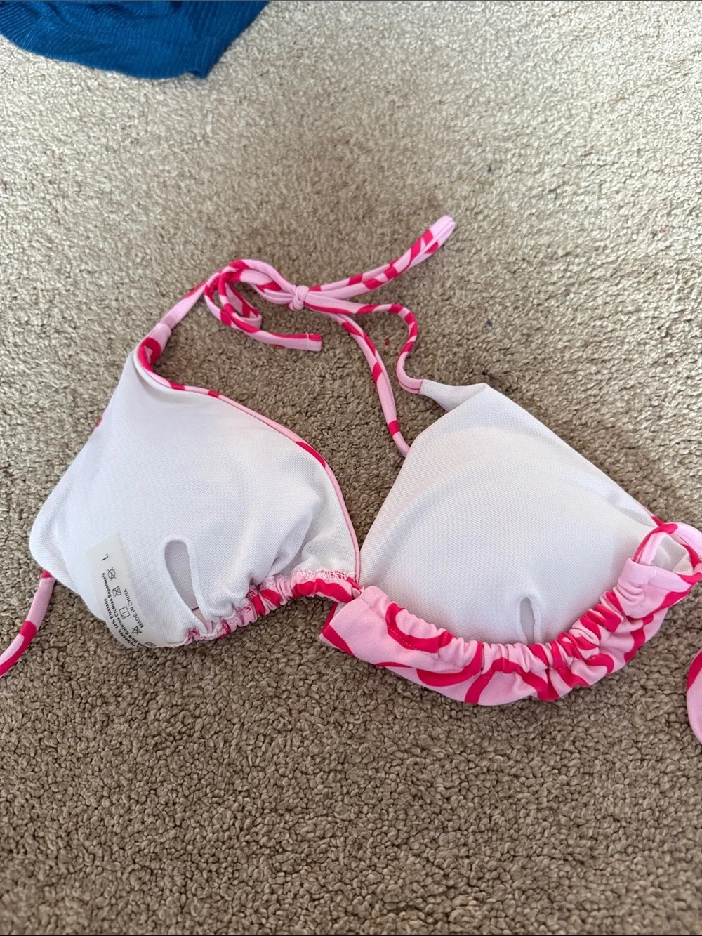 Kids Pink Patterned Halter Swim Top